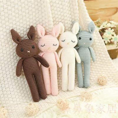 China Kids Toy Gift 100% Handmade Bunny Plush Toys Baby Sheep Toys Baby Crochet Knitted Rabbit Amigurumi Knitted Fascinating Soft Bunny Toys for sale