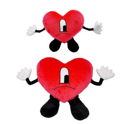 China Cartoon Cute Yiwu2022 Custom Plush Toy Peluche Juguete Un Verano Sin Ti Plushie Almohada Red Heart Pillow Bad Bunny Plush for sale