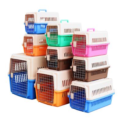 China Best Selling Breathable Plastic Dog Travel Carrier Cage Small Flight Pet Carrier With Wheels Dog Cages Metal Establishments for sale