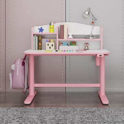 China 3-18 Years Old Kids Modern Pink Table Furniture Height Adjustable Kids Study Desk With Shelves for sale