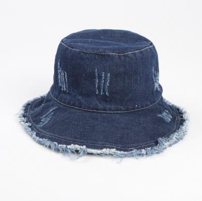 China Custom Picture Men And Women Blue Washed Denim Bucket Hats for sale