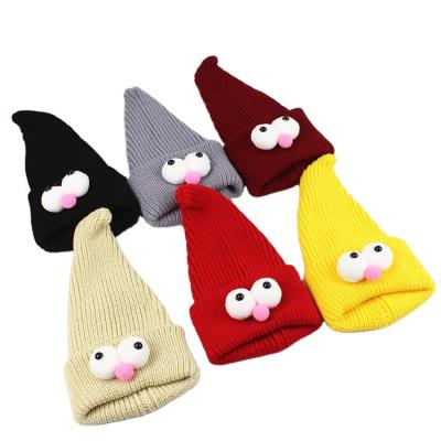 China COMMON Magician High Quality Pointed Hat Big Eyes Baby Boy Girls Knit Beanie Hats for sale