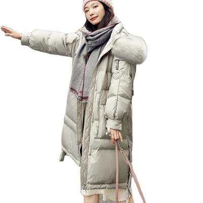 China 2019 winter viable women's winter jacket white duck coat women's thickened down coat long genuine Mao Mao collar down jacket for sale