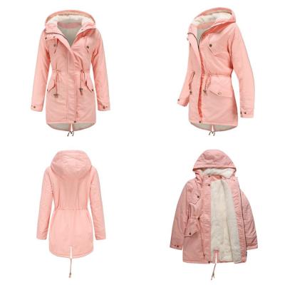 China 2021 winter women's new ladies' multi-color loose plush hooded anti-wrinkle coat in autumn and winter. for sale