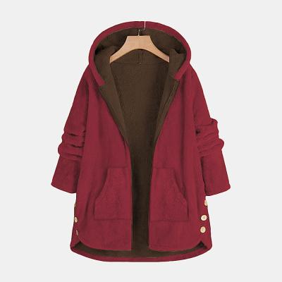 China 2021 winter women's new ladies' multi-color loose plush hooded anti-wrinkle coat in autumn and winter. for sale