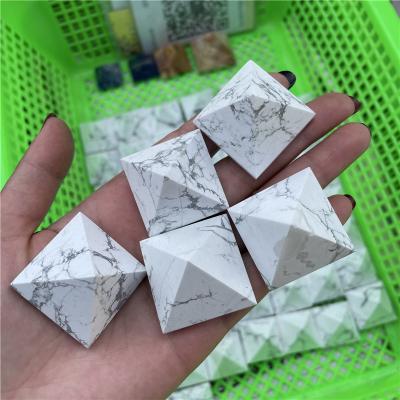 China Wholesale Natural White Stone Pyramid Crystal Pyramid Customized Size Handmade Energy From China Howlite for sale