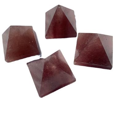 China Wholesale Natural Stone Crystal Pyramid from China Gem Pyramid Pink Strawberry Quartz for sale