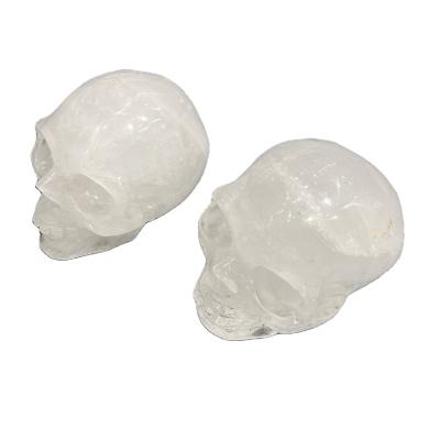 China China Wholesale Hand Carved Clear Quartz Skulls Craft Carving White Crystal Head Skull for sale