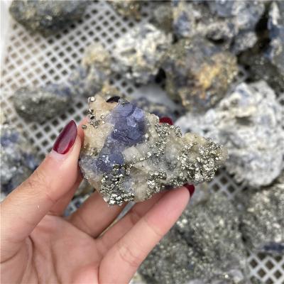 China China Natural Fluorite Pyrite Mineral Blue Specimen for Healing for sale