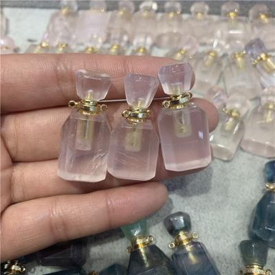 China China Rose Quartz Crystal Perfume Bottle Natural Crystal Essential Oil Bottle Healing For Sale for sale