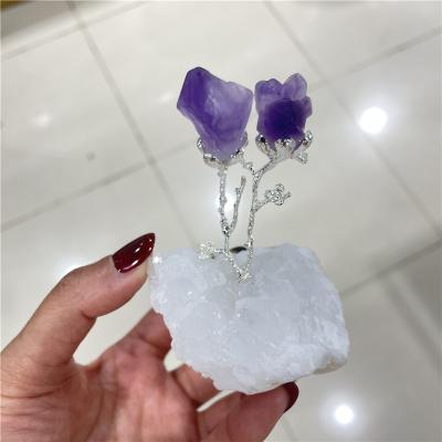 China Charming Christmas Crystal Amethyst Trees Crafts China Fortune Wealth Gemstone Tree Amthyst Group Tree for sale