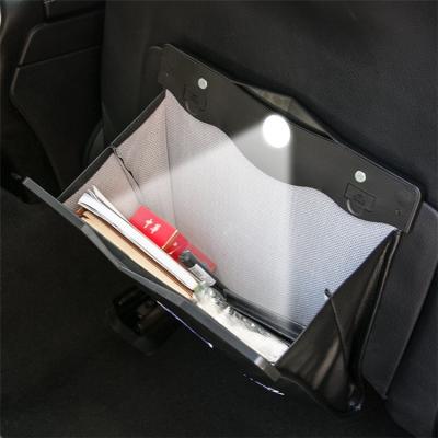 China Fancy Reusable Car Trash Can Bag Led Waterproof Leather Pouch Portable Offices Toilet Trash Bag Storage Reusable Bag Pouch for sale