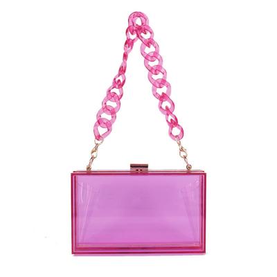 China Women Mothers Day Gifts Pink Color Box Of Clear Girl Clutch Purses For Jewelry Storage for sale