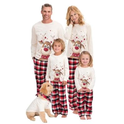 China 2021 2022 New Design QUICK DRY Christmas Elk Printing Long Sleeve Parent-child Christmas Pajamas For Family And Pet for sale