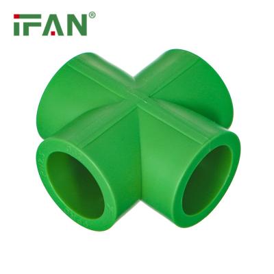 China Water supply ; Wholesale High Pressure Pipe Connector IFAN 20-63 mm Tube Connector Cross Stitch PPR Pipe Fittings for sale