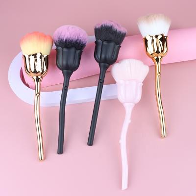 China New Rose Flower Shape Synthetic Pastel Nail Art Dust Brush OEM Tools Private Label for Nail Cleaning for sale