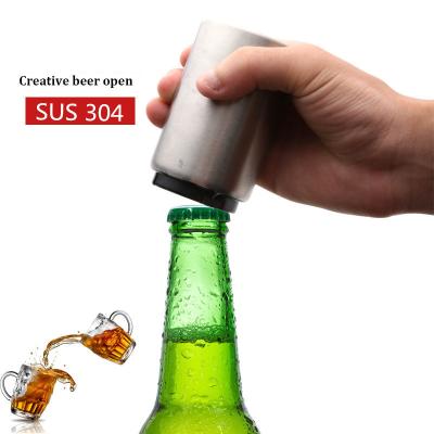 China Amazon Sustainable Hot Selling Automatic Lowering Durable Stainless Steel Beer Bottle Opener for sale