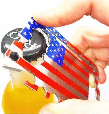 China Mini Kit Metal American Flag Business Viable Gifts Pocket Multi Function Bottle Opener for sale