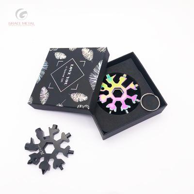 China Hot Selling 19 Stored In 1 Key Durable Stainless Steel Pocket Snowflake Multi Tool Bottle Opener for sale