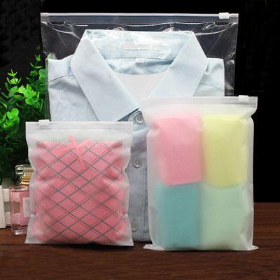 China CLOTHING Custom Clothes Adhensive PE Frosted Bag Draw Sring Bag Zipper Transprant Puller Packing Plastic Bag For Garment for sale