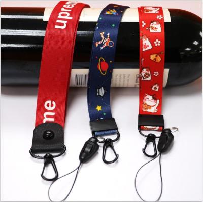 China ID Card Double Side Printing LOGO Custom Thermal Transfer Woven Brand Nylon Lanyards for sale