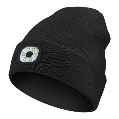 China For sport New outdoor riding lighting headlight hat multi-color optional night running knit hat for sale