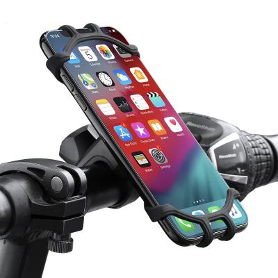 China Universal Silicone+abs 360 Degree Swivel Bicycle Phone Holder Motorcycle Handlebar Mount Holder Bike Phone Holder With Silicone Band for sale