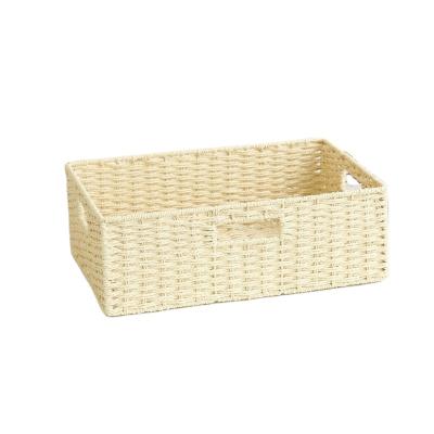 China Minimalist Handmade Wicker Storage Baskets Set Interlocking Woven Decorative Organizing Baskets For Bedroom Bathroom for sale