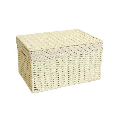 China Minimalist Handmade Wicker Storage Baskets Set Interlocking Woven Decorative Organizing Baskets For Bedroom Bathroom for sale