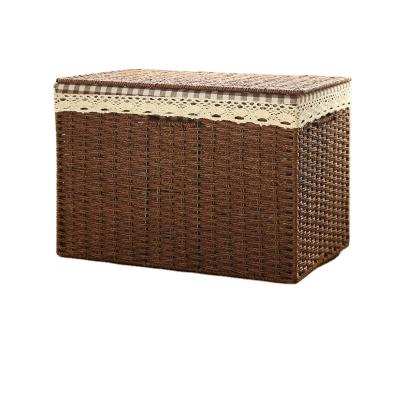 China Minimalist Handmade Wicker Storage Baskets Set Interlocking Woven Decorative Organizing Baskets For Bedroom Bathroom for sale