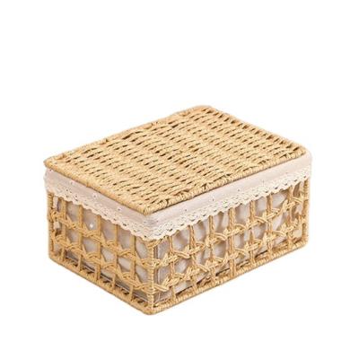 China 2022 Sustainable Woven Rope Rectangular Twisted Paper Baskets For Sundries Storage for sale