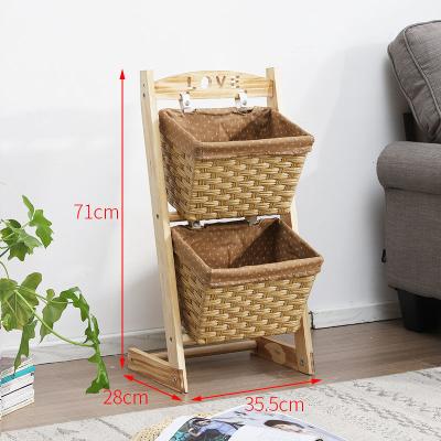 China Good Quality Vertical Miscellaneous Sundries Storage Basket Rack Rack Wooden Standing Organizer Tower Rack for sale