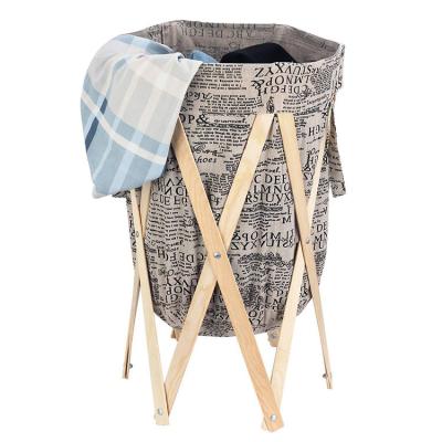 China Hot sale natural bamboo laundry folding hamper clothing doll wash basket direty folding laundry bag for sale