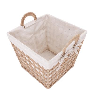 China 2021 New Design Sustainable Handmade Large Square Hemp Rope Woven Storage Basket for sale