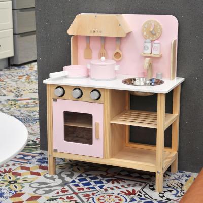 China Custom Made Pink Wood Early Childhood Education Wooden Amazon Toy MDF Kitchen Cooking Toys Happy Cooking for sale