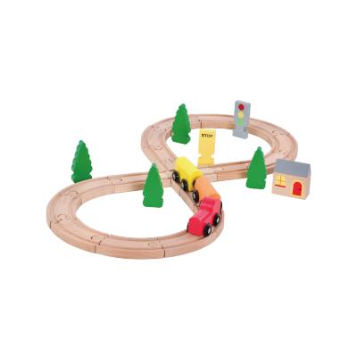 China Jungle Wooden Toy Train Tracks Set 28pcs Slot Toy 28pcs Child Toddler Wooden Tabletop Wooden Packing Railroad Track for sale