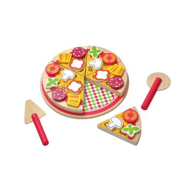 China MDF Pretend Mini Cutting Game Wooden Toys Pizza Cutter Oven Wooden Pizza Toy For Toddler for sale