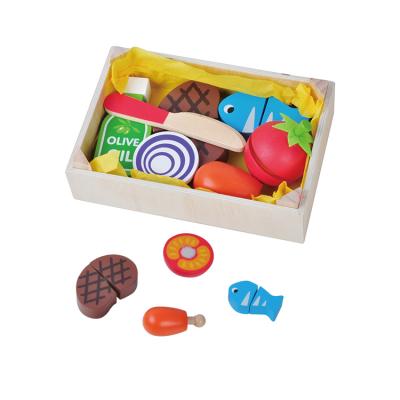 China Kitchen 11pcs wooden cuttable pretend game 3d laser cutting wooden toy fruit toy kids vegetable cutting for sale