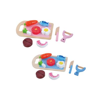 China 16pcs Kitchen Fruit and Vegetable Set Kids Magic Wooden Slicing Toys Pretend Play Felt Food for sale