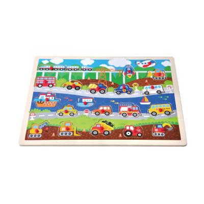 China Plywood L Size Vehicle Car Shaped Custom Wooden Jigsaw Puzzle Toys for sale