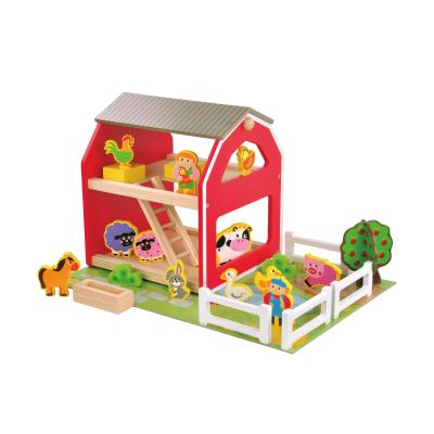 China MDF Children Education Animals Farm Wooden House Custom Kids Wooden Toys 2021 Farm House Toys for sale