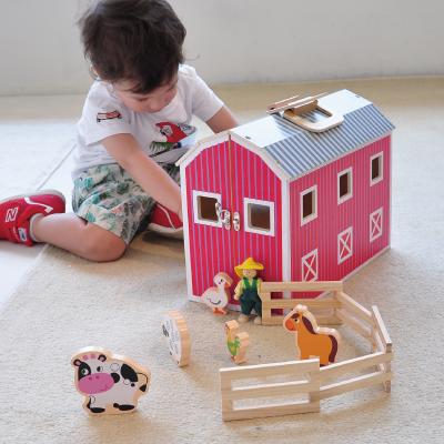 China 1:12 Wooden Toy House Cartoon Educational Toy Baby Farm DIY Miniature Dollhouse for sale