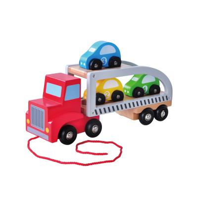 China Low MDF Car Loader Wooden Carrier Truck Trailer Excavator Toy for sale