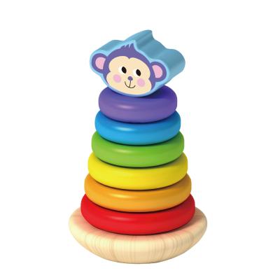 China Juniper Wood Hot Sale Smart Wooden Rainbow Stacker Animal Toy for sale