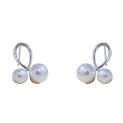 China TRENDY AOSHAN factory Simple and elegant design 925 sterling silver freshwater pearl drop-shaped stud earrings for Women's for sale