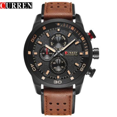 China Curren Date Brand 8250 Automatic Japanese Movement Leather Strap Waterproof Army Navy Watch for sale