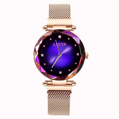 China New Arrival Geo Starry Star Sky Lady Non-specific Cute Magnet Watch with Magnet Iron Mesh Strap LVRST Women's Magnetic Starry Sky Watch for sale