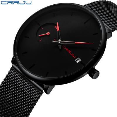 China Water Resistant Crrju Sports Date Mens Watches Top Brand Luxury Waterproof Sport Watch Men Ultra Slim Dial Casual Quartz Watch Relogio Masculino for sale