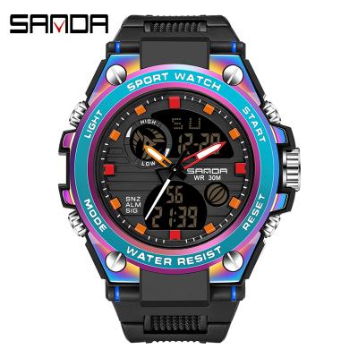 China SANDA 739-6008-6024 Water Resistant Luxury Colorful Quartz Watches for Men Waterproof Sport Wristwatch Men Digital Watch for sale