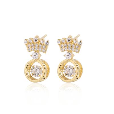 China FASHIONABLE 925 Sterling Silver Crown Smart Earrings Women Shape Zircon Earrings Give Girlfriend Gift for sale